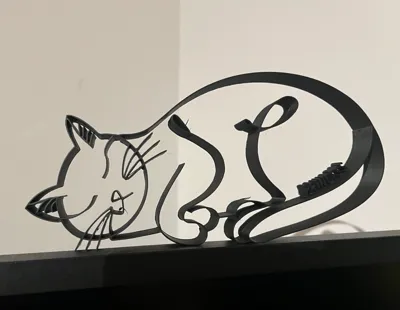Sleeping cat - LineArt Style - Display stand