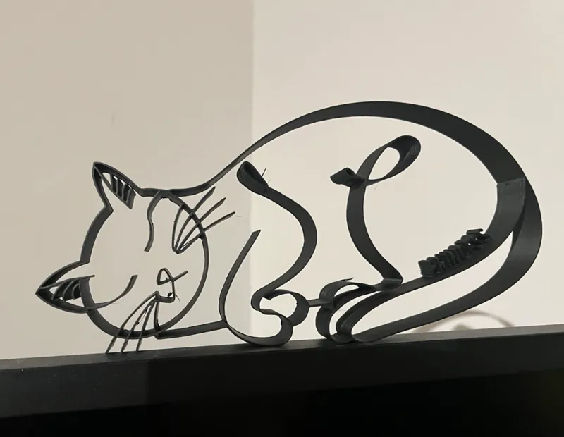 Sleeping cat - LineArt Style - Display stand