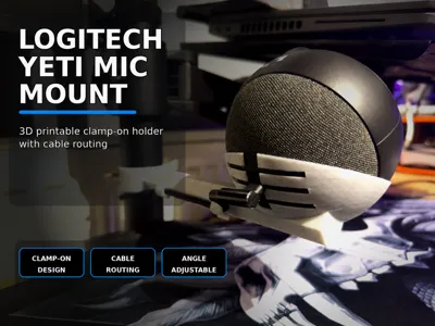 Logitech Yeti Mic Mount With Cable Clips 