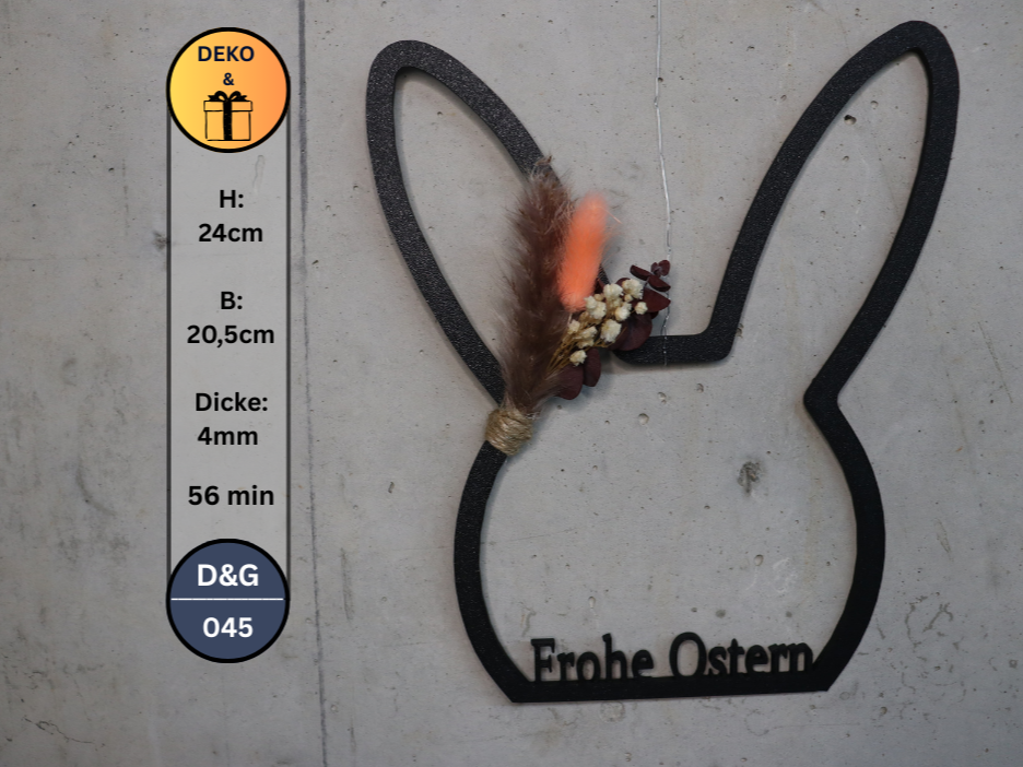 Kranz Hasenkopf mit Schrift Frohe Ostern