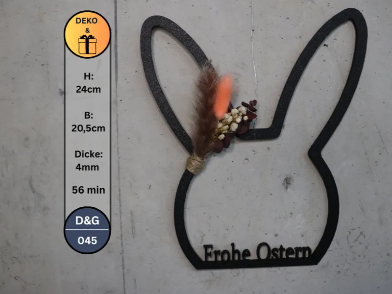 Kranz Hasenkopf mit Schrift Frohe Ostern
