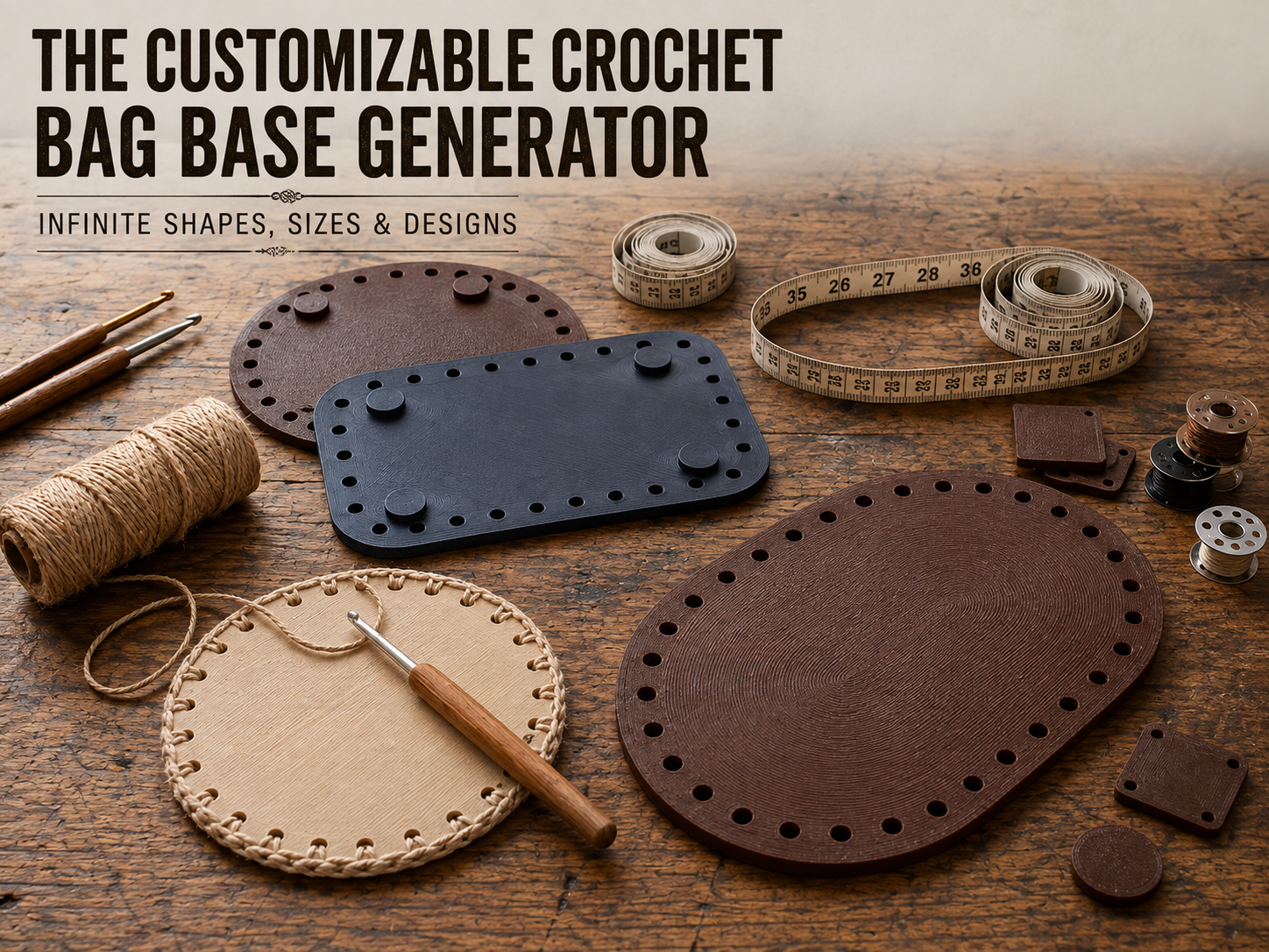 Parametric Crochet Bag Base Generator 3D model