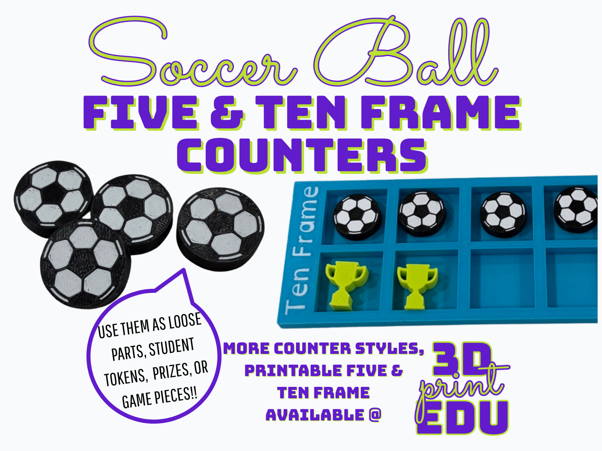 Soccer Ball Ten Frame Counters|Math Loose Parts