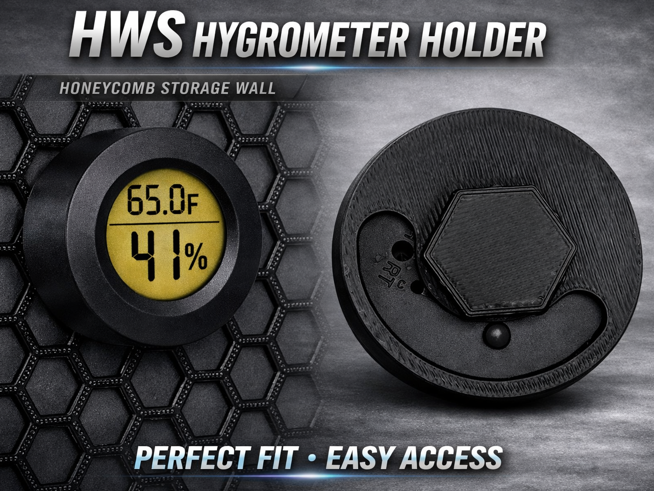 HWS Hygrometer Holder - Honeycomb Storage Wall