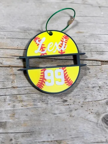 Accesorio para sujetar ligas de cabello: Customizable Softball Hair Tie Holder Bag Tag — vista de referencia 3
