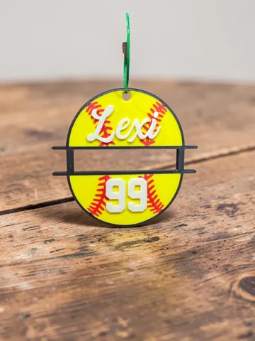 Accesorio para sujetar ligas de cabello: Customizable Softball Hair Tie Holder Bag Tag — vista de referencia 4