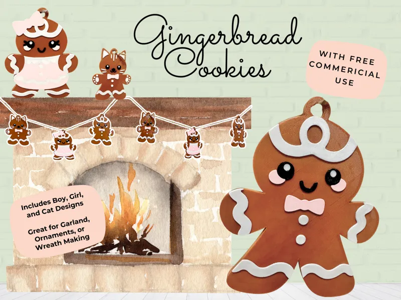 Gingerbread Ornaments/Garland -Free Commercial Use