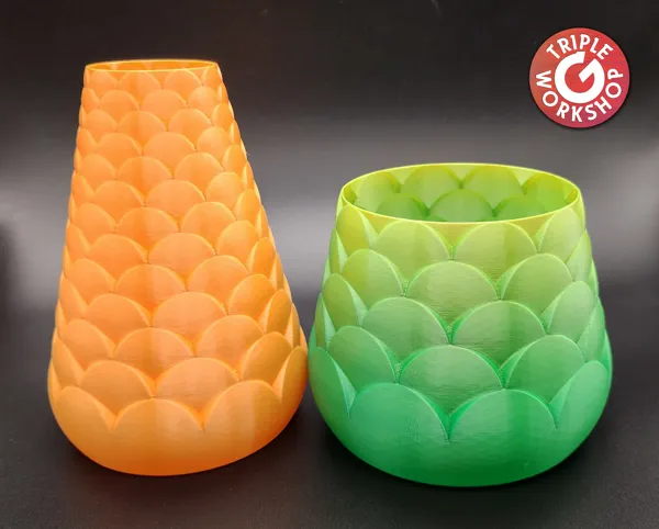 Vases spiralés à écailles de poisson