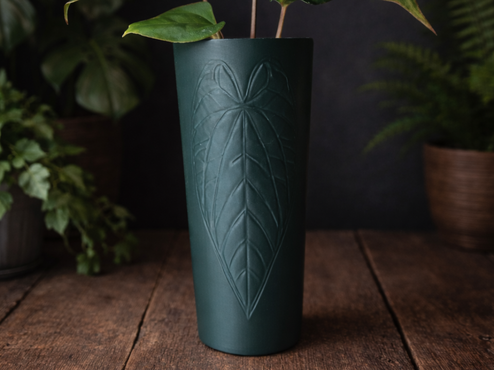 Vase / Pflanztopf mit Anthurium-Design