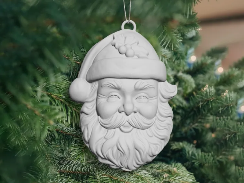 Classic Santa Head Ornament - Print for Christmas