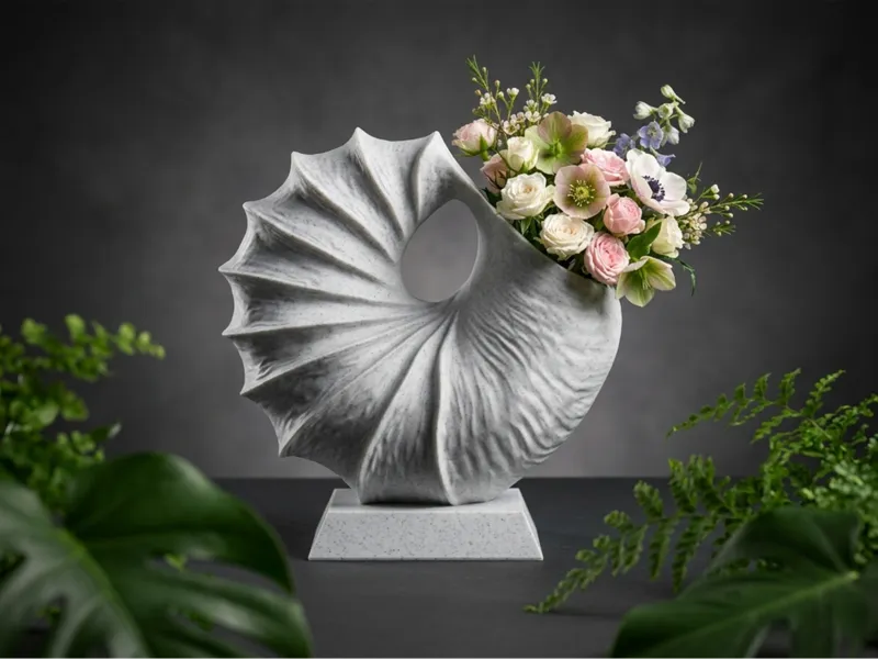 Nautilus Bloom Vase – Sculptural Shell-Flower Vase