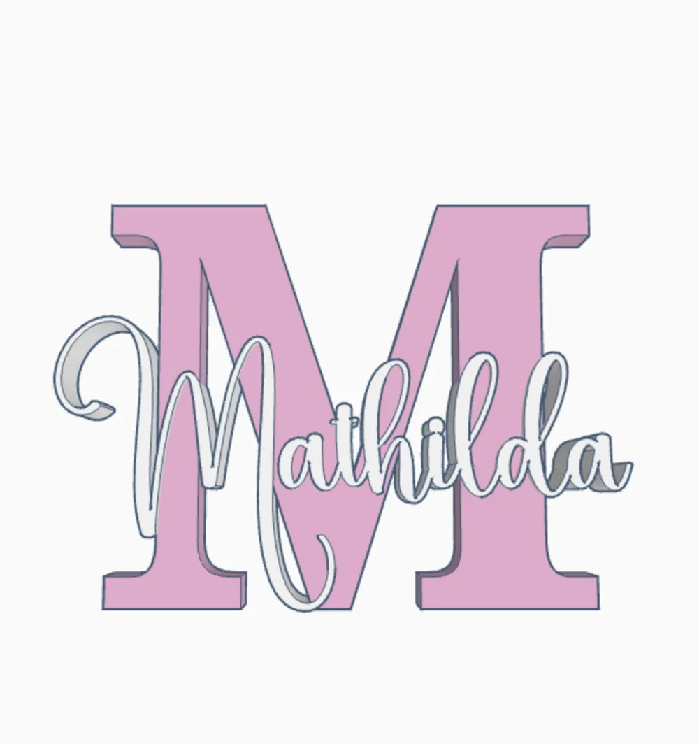 MATHILDA Name Ornament Initial Nameplate Sign - Free 3D Print Model ...