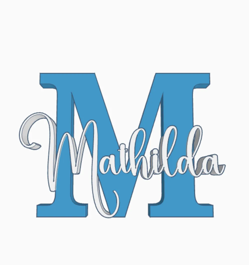 MATHILDA Name Ornament Initial Nameplate Sign - Free 3D Print Model ...