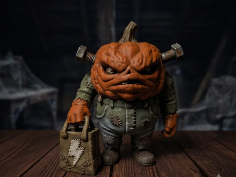 Halloween Pumpkin in Frankenstein monster costume