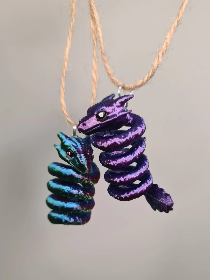 Spiral dragon earrings / necklace / keychain view 3