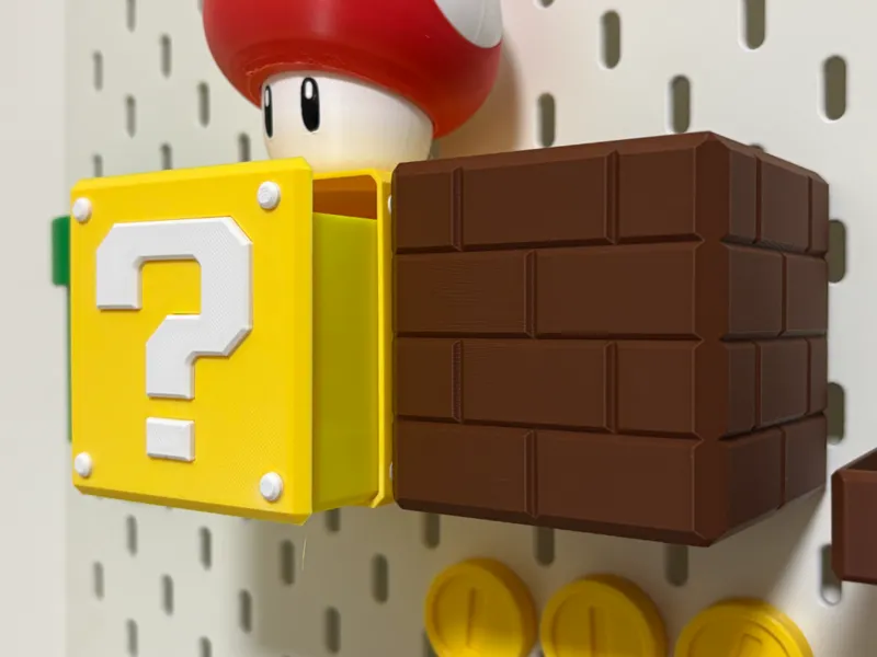 马里奥黄色问号抽屉盒砖块宜家洞洞板挂件Mario Yellow Box Drawer Skadis