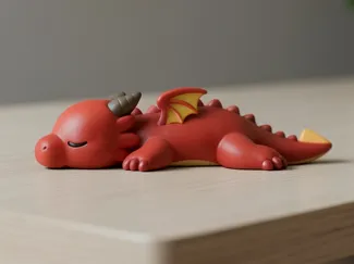 Cute Red Vinyl Toy Dragon – 3D Render