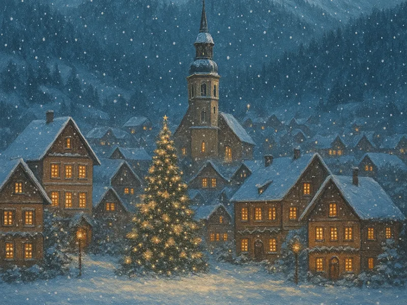 HueForge 3D-Bild Winterliche Weihnachtsstadt