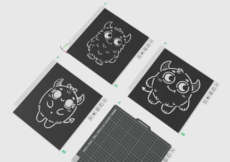 Cute Monster Stencils – Set of 3 – Templates