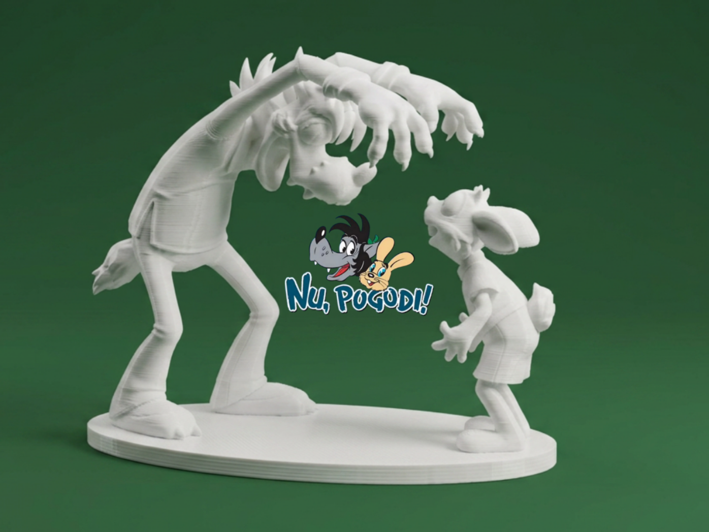 Hare and Wolf – Cartoon Scene Figurine
