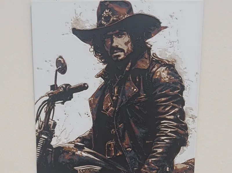 cowboy in bike Hueforge