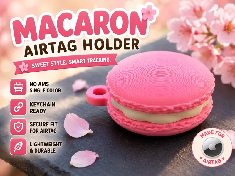 Macaron shaped AirTag / pill holder keychain