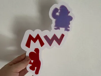 Mario/Wario (M/W) bathroom sign (Multicolor, AMS)