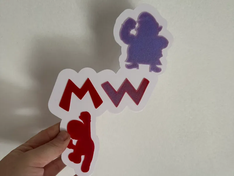 Mario/Wario (M/W) bathroom sign (Multicolor, AMS)