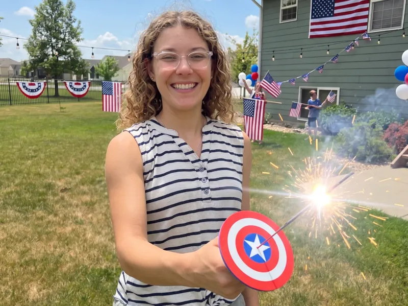 Captain America Style Sparkler Shield & Holder