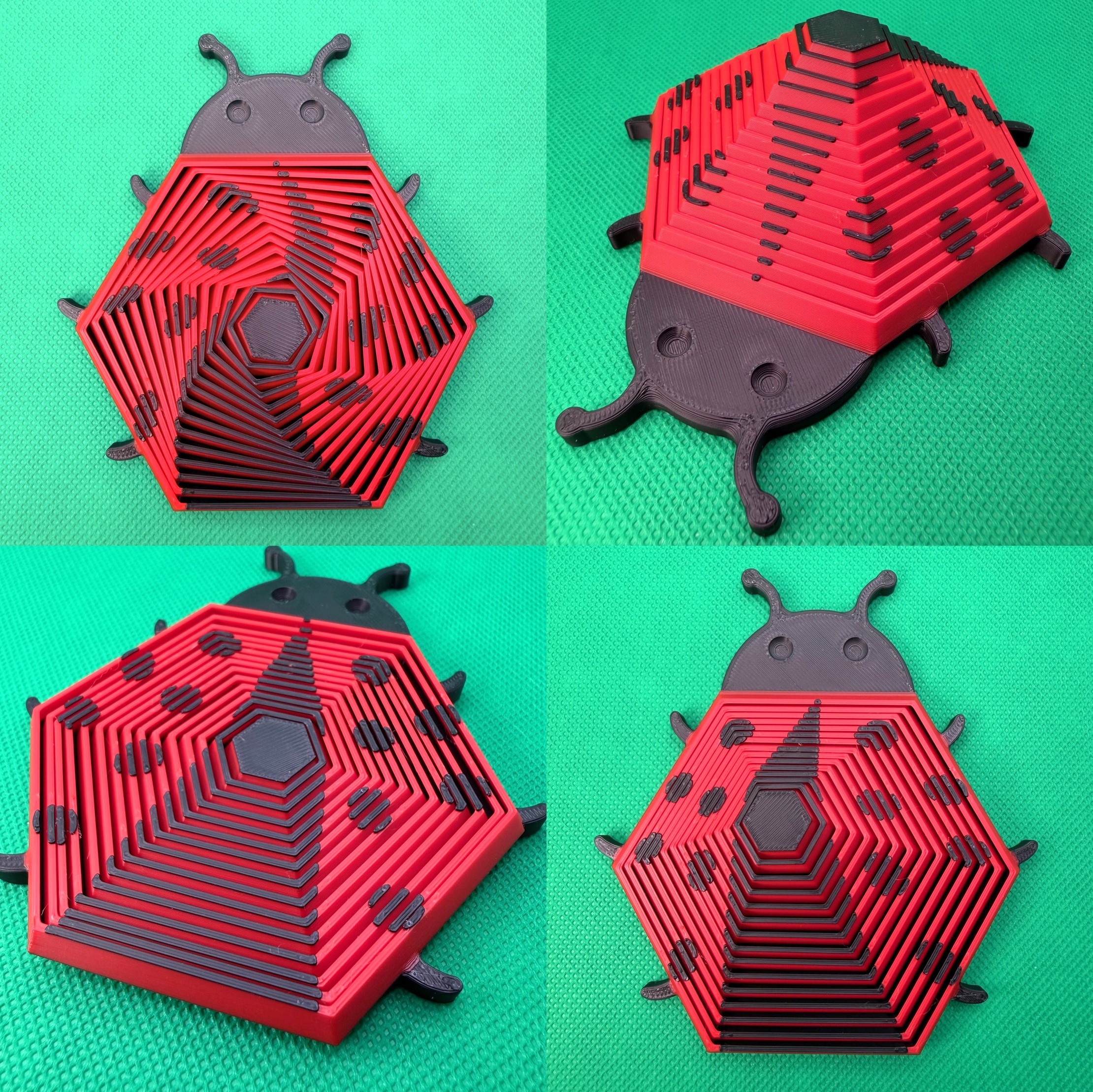 3Dプリント てんとう虫ヘキサゴンフィジェットトイ（プリントイン