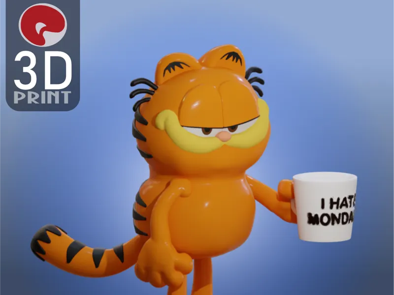 Garfield, with I hate mondays cup