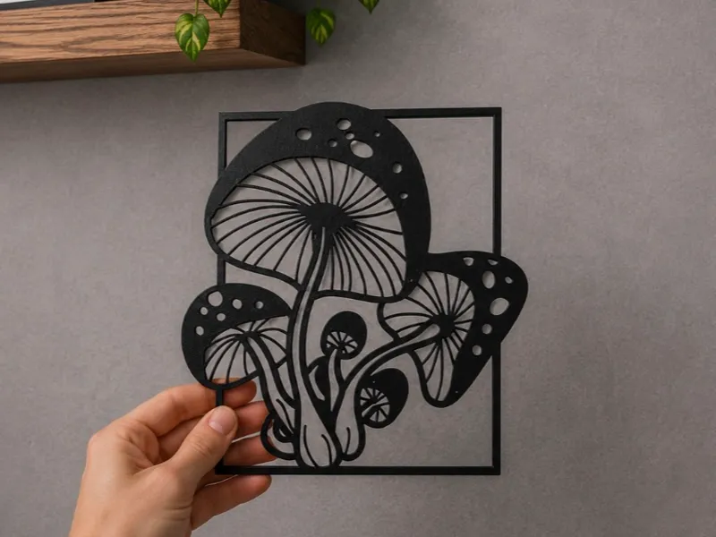 Geometric Mushroom Wall Art