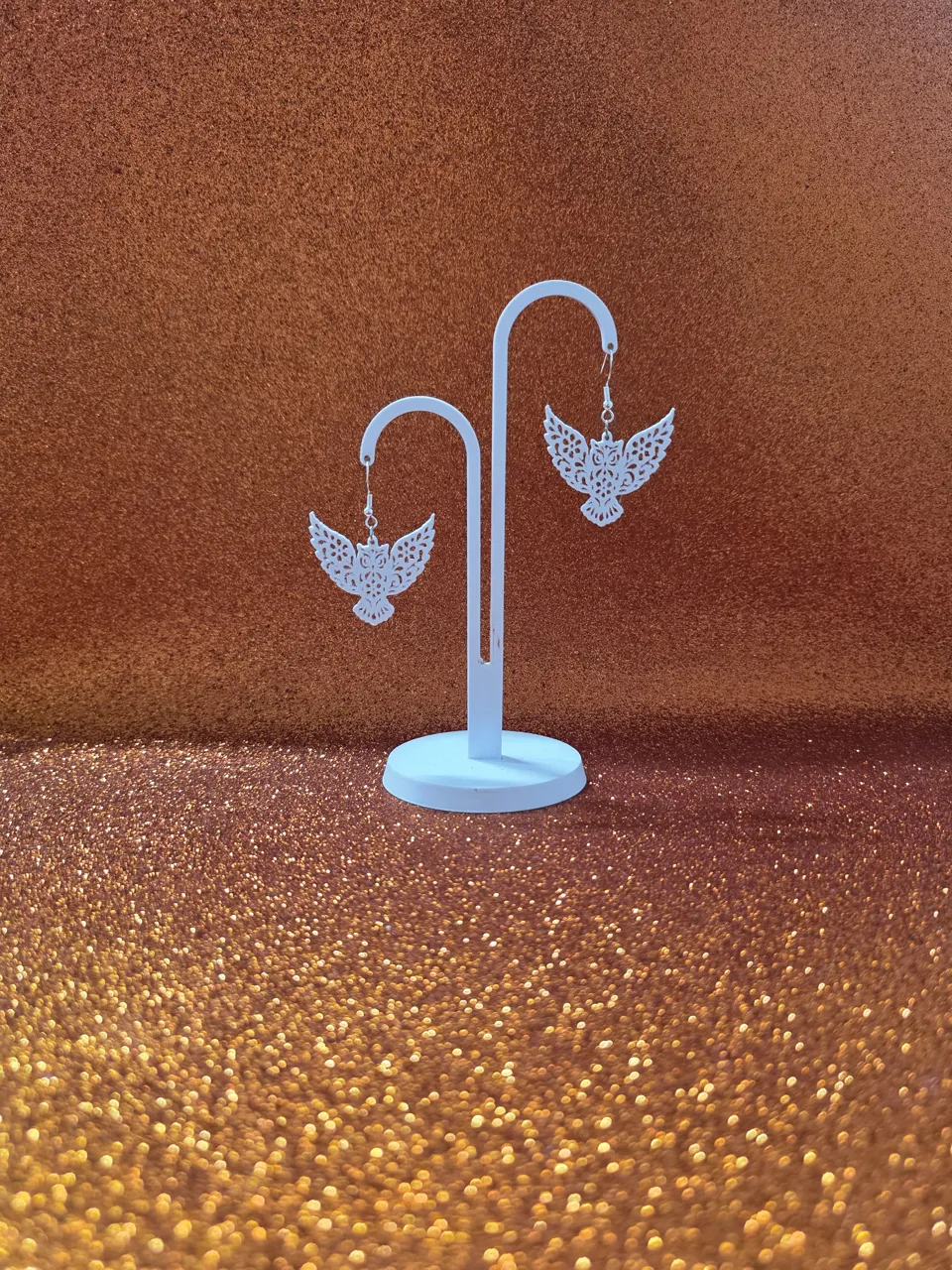 Flying owl earrings view 3