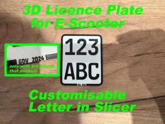 3D Kennzeichen für E-Scooter