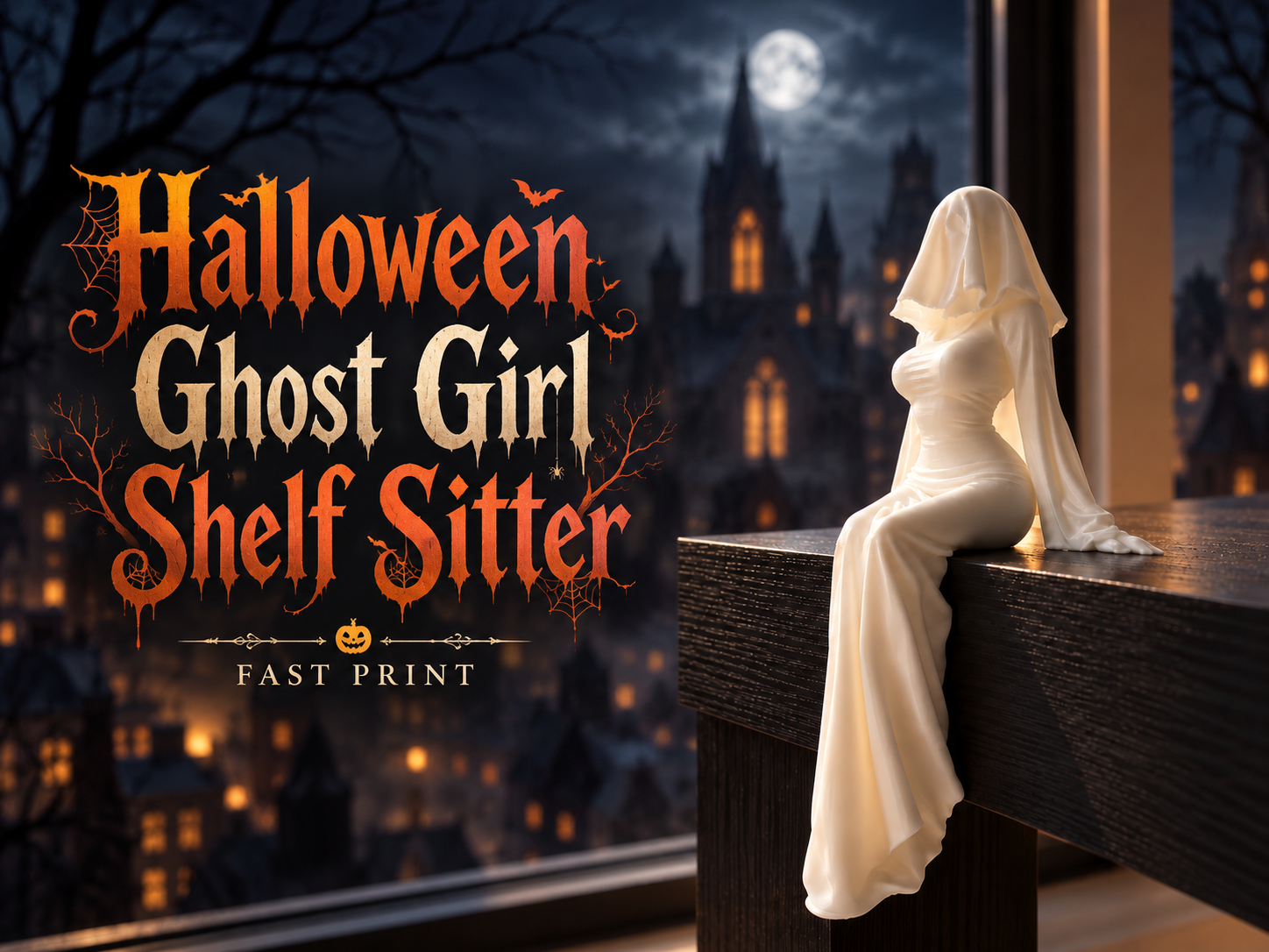 Halloween Ghost Girl Shelf Sitter 3D model