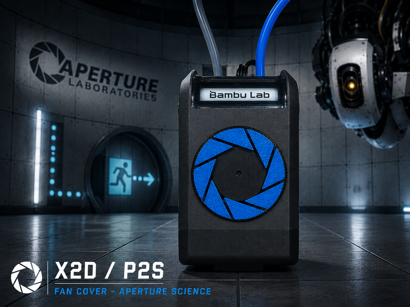 X2D / P2S Fan Cover - Aperture Science Portal