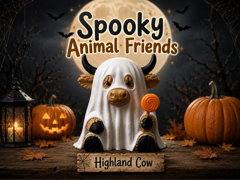Highland Cow Ghost Spooky Animal Friends