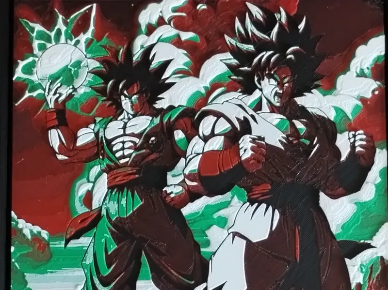 Red and Green Dragonball Z Hueforge