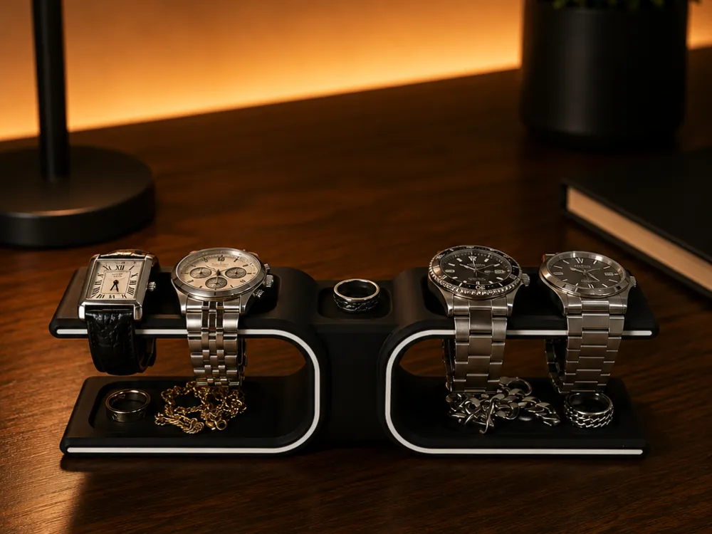 Soporte: Modern Line Watch Stand for 4 watches. Referencia del modelo original.