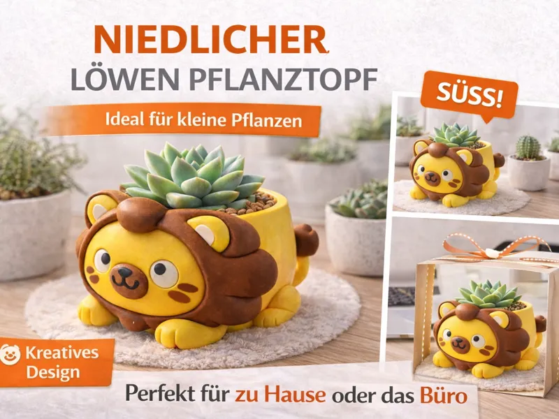 Kawaii Löwen Blumentopf – Süßer Pflanzenhalter
