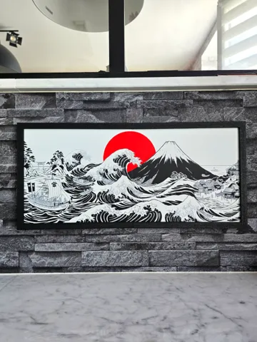 Cuadro decorativo en 3D: Hueforge Panoramic Kanagawa — vista de referencia 2