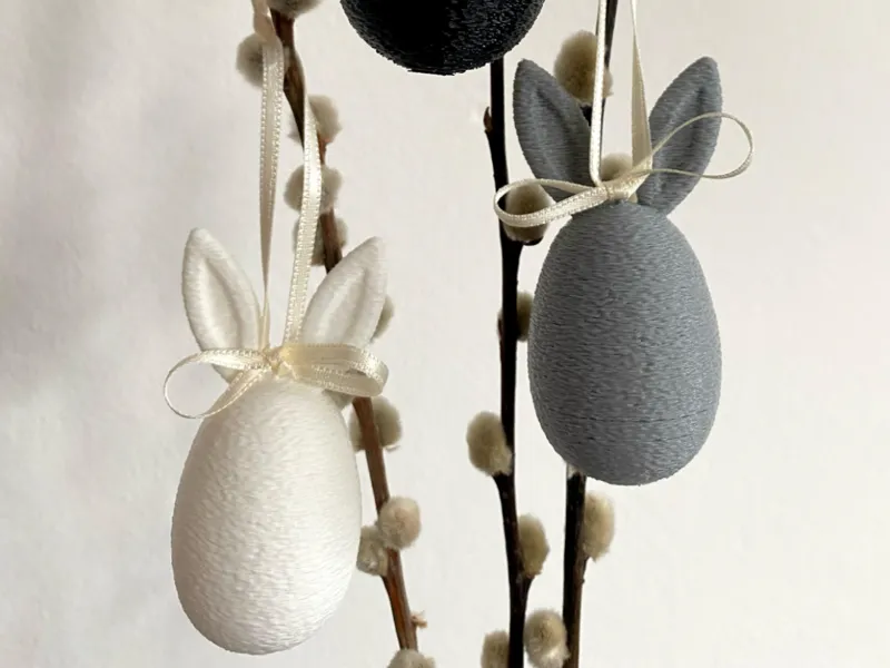 Osterhase Osterei mit Schleife zum Aufhängen