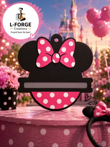 Accesorio para sujetar ligas de cabello: Mouse Ears Bow Hair Tie Holder Keychain — vista de referencia 2