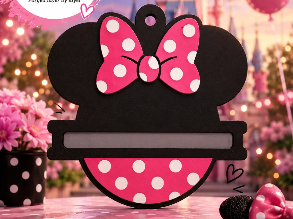 Accesorio para sujetar ligas de cabello: Mouse Ears Bow Hair Tie Holder Keychain. Referencia del modelo original.