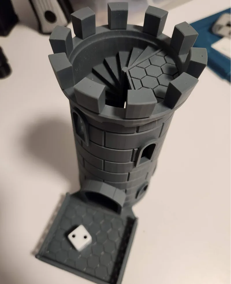 Traditional dice tower with platform