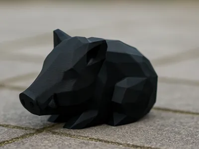 Cute Low-poly Sleeping Wild Boar