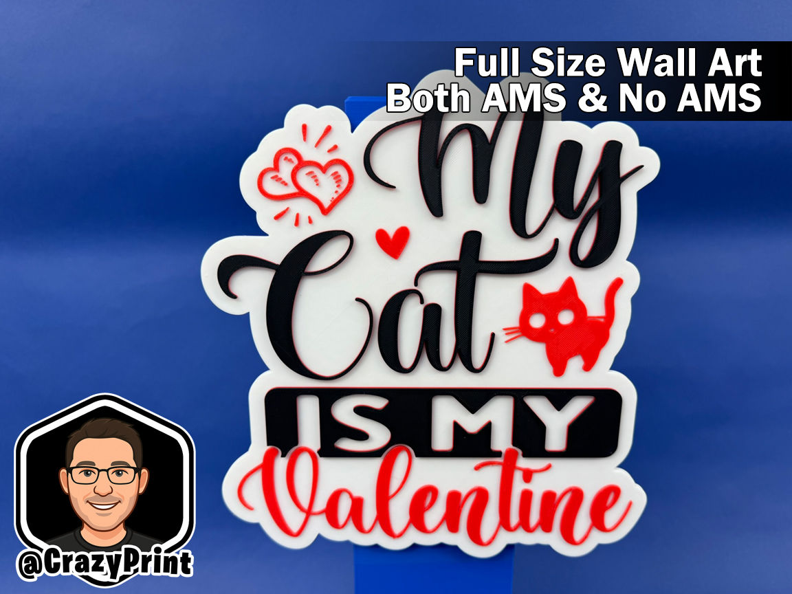 My Cat is my Valentine -Pet Love Wall Art - No AMS