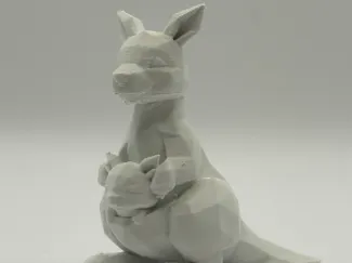 Low Polygon Kangaroo with Joey