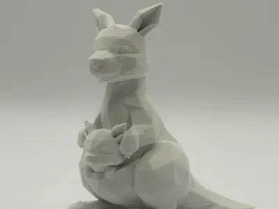 Low Polygon Kangaroo with Joey