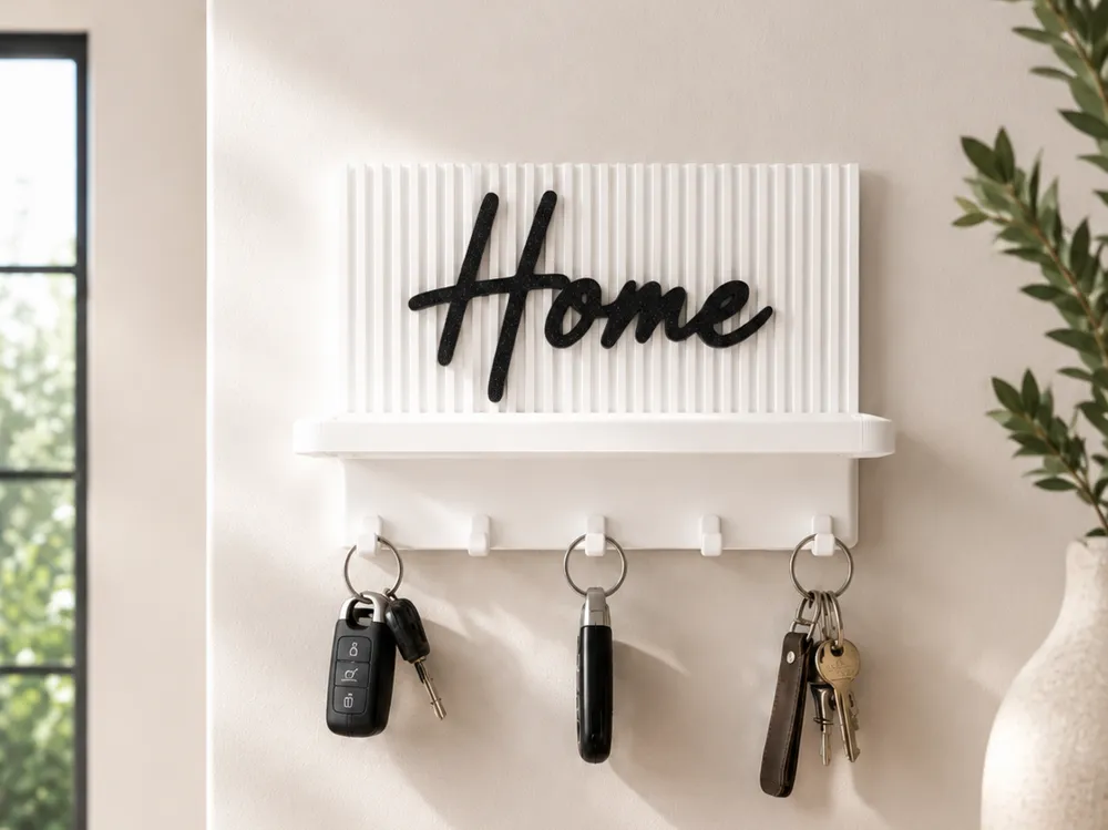 Organizador: Moderner Schlüsselhalter „Home“ mit Ablage. Referencia del modelo original.